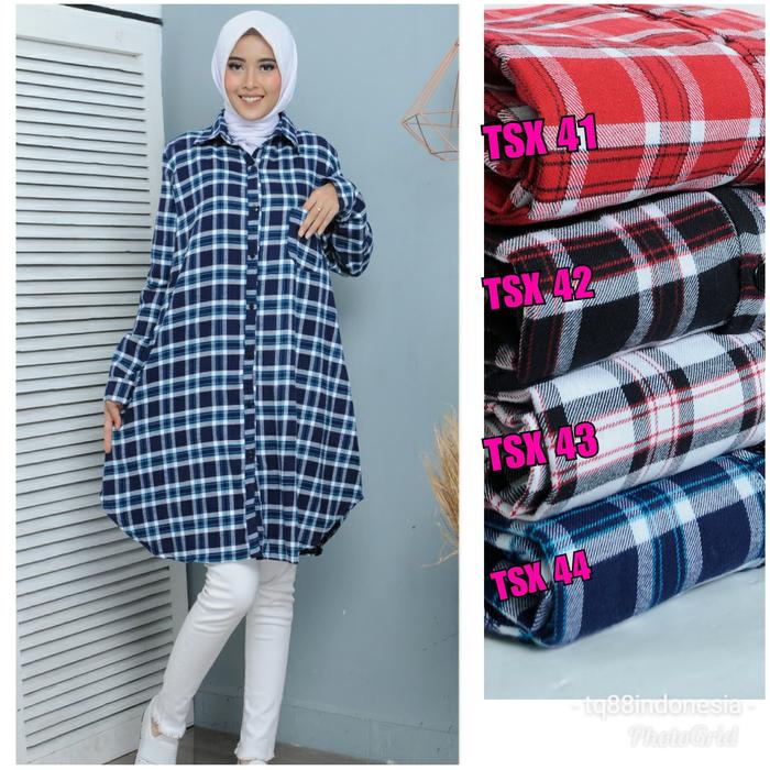 tunik flanel/tunik/tunik busui/tunik terbaru/kemeja tunik/tunik xl