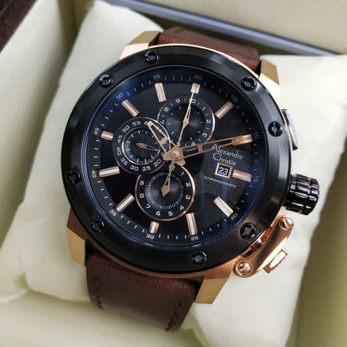Jam Tangan Pria Alexander Cristie AC6519 Original Rosegold Brown