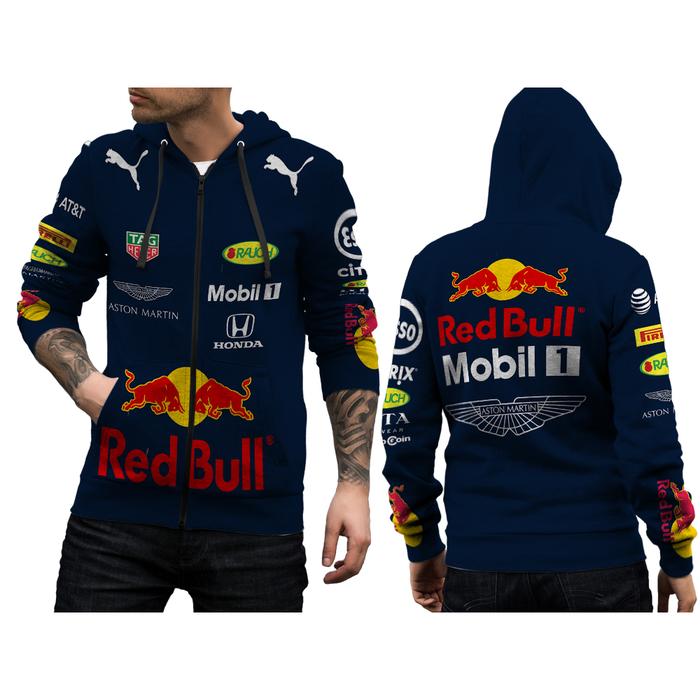 PROMO !! Jaket Hoodie Zipper Fullprint Mobil F1 Red Bull Honda