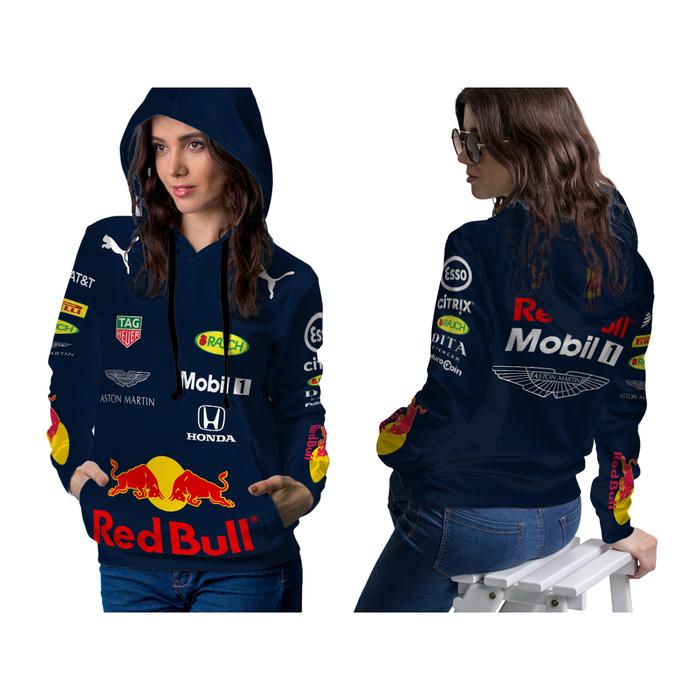 PROMO! Jaket Hoodie Pullover Fullprint Custom Mobil F1 Red Bull Honda