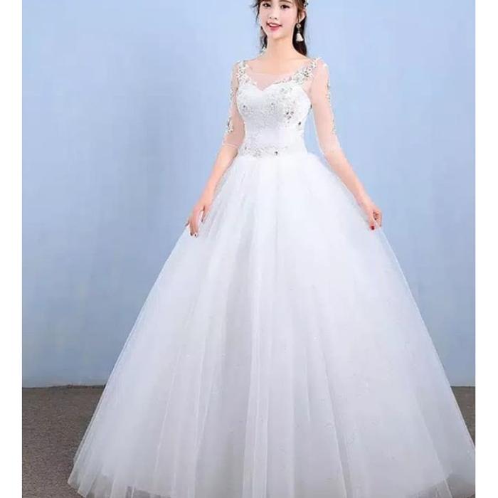 gaun wedding dress white