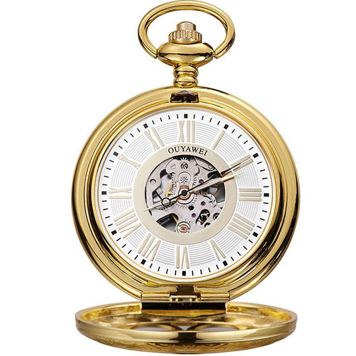 New OUYAWEI P08 Classic Mechanical Pocket Watches Roman