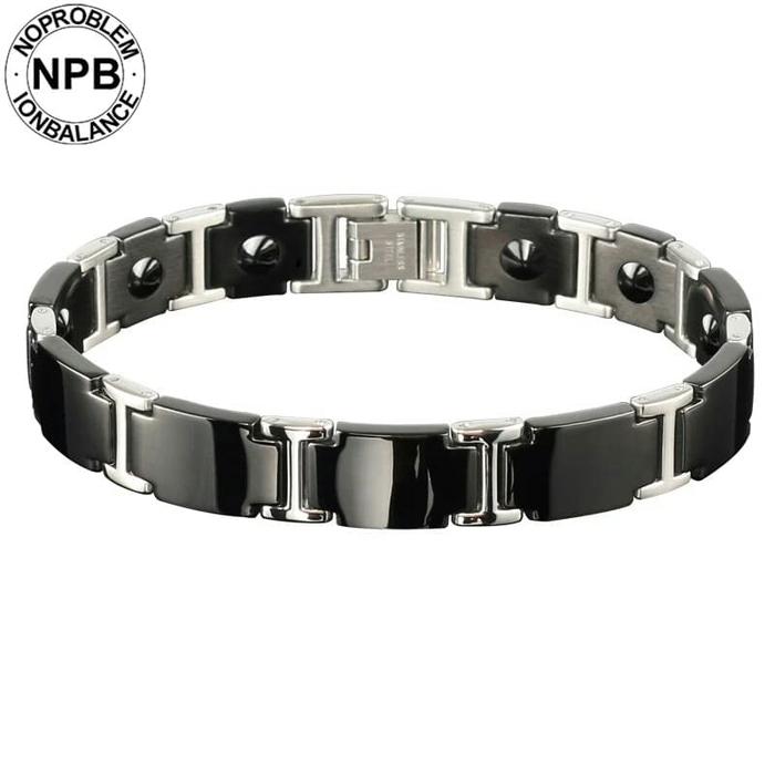 bracelet tungsten magnetic - gelang magnet kesehatan pria wanita Hitam Besi
