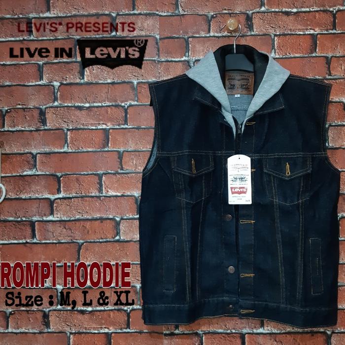 Jaket Pria / Rompi Hoodie / Rompi Jeans / Hitam