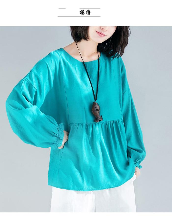 Baju Atasan Blouse Korea Lightblue Loose Import