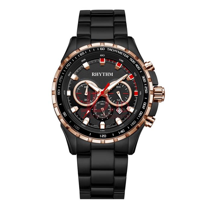 JAM TANGAN RHYTHM S1411S05 PRIA CRONO ROSEGOLD BLACK ORIGINAL