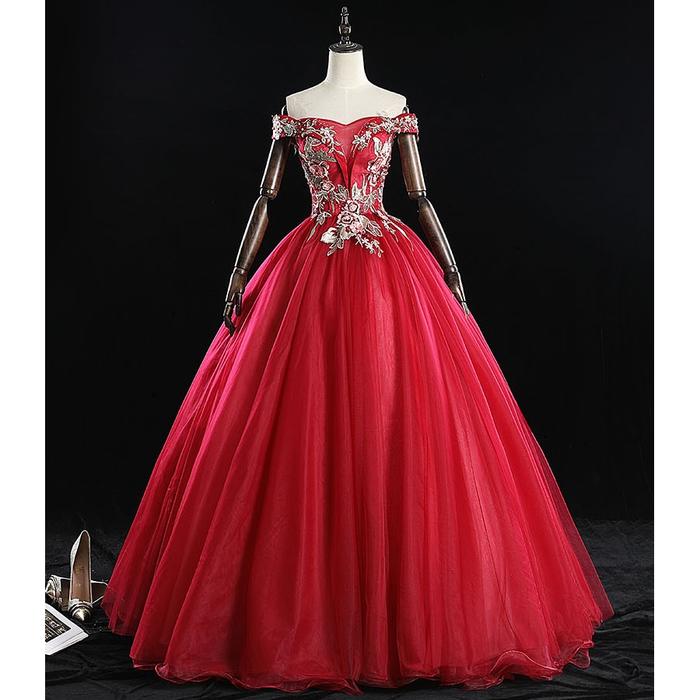 Gaun Pengantin 1907005 Merah Maroon Sabrina Wedding Dress Gown