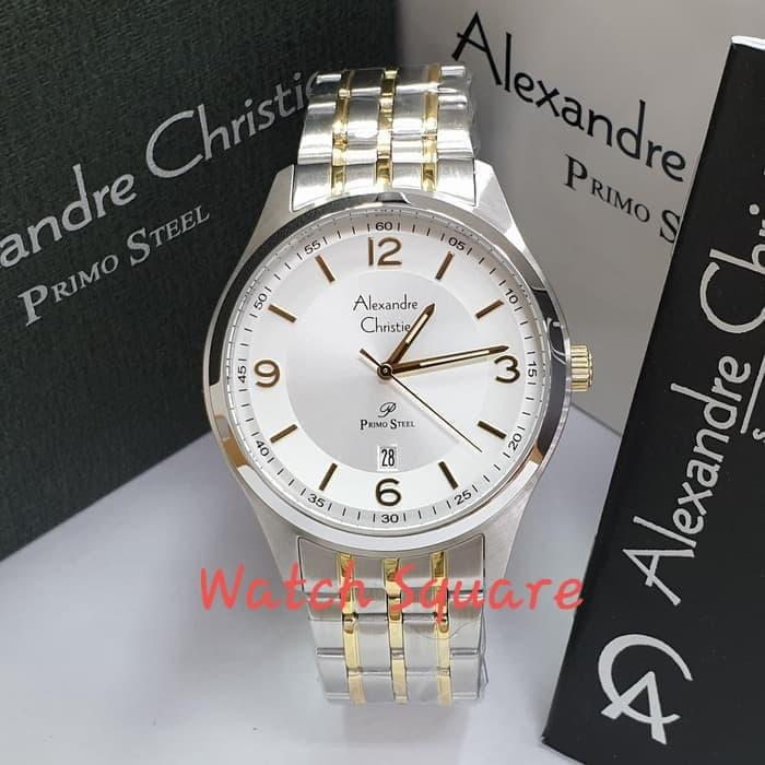 Jam Tangan Alexandre Christie Pria Original AC1010 Silver Gold