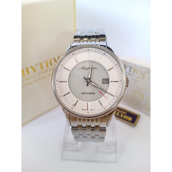 JAM TANGAN RHYTHM ES1404S01 PRIA SILVER WHITE ORIGINAL
