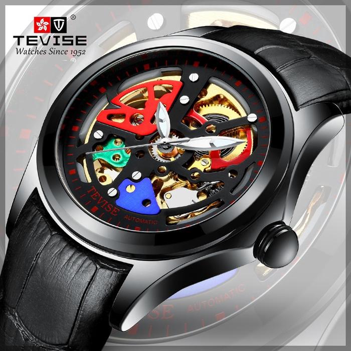TEVISE 832 Jam Tangan Mekanik Otomatis Hollow Anti Air untuk Pria