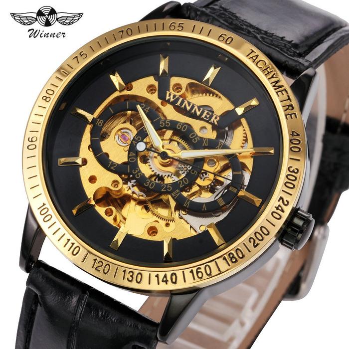 Winner Pria Jam Tangan Mekanik Mewah Fashion Skeleton Automatic