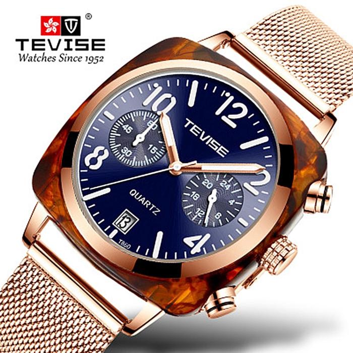 TEVISE t860 Jam Tangan Quartz Bisnis Anti Air untuk Pria