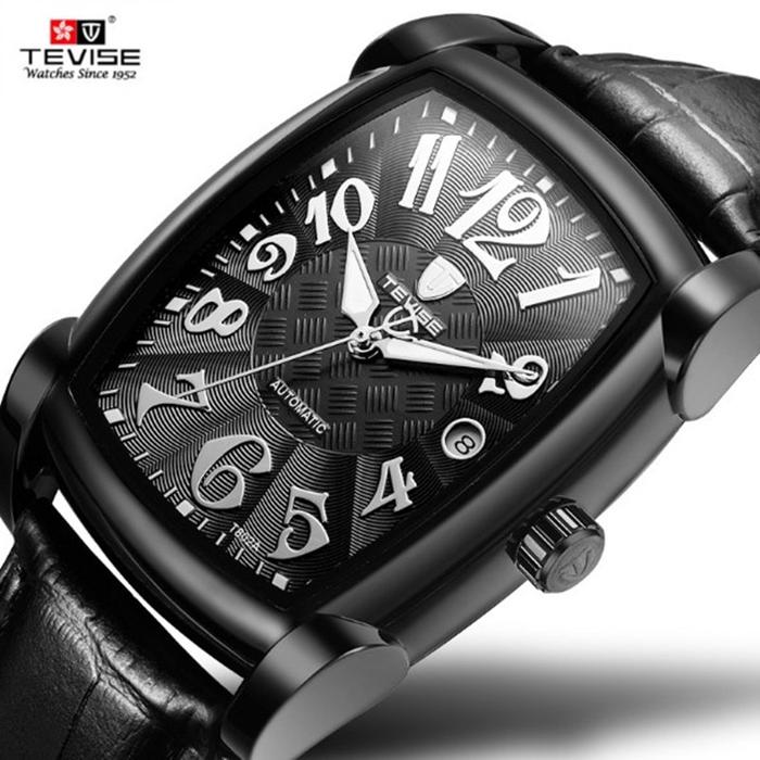 TEVISE 9013 Jam Tangan Mekanik Otomatis dengan Strap Kulit