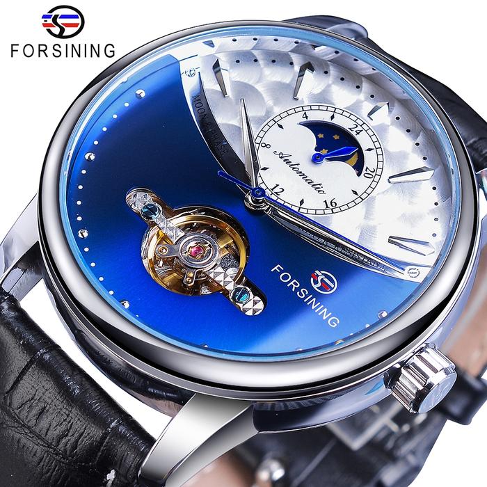 Jam Tangan Mekanik Otomatis Tourbillon Strap Kulit Asli untuk Pria