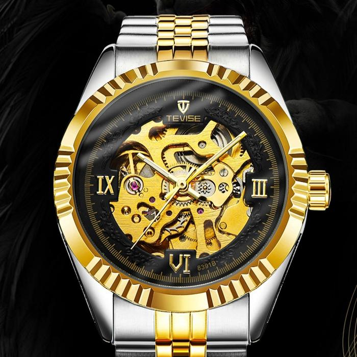 TEVISE 8391 Jam Tangan Analog Mekanik Otomatis Bisnis dengan Pointer