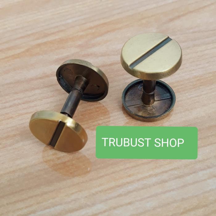 baut sekrup motif barbel warna gold aksesoris tas murah ecer per 1pc