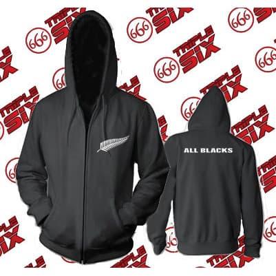 Jaket Hoodie Zipper All Black New Zealand Rugby Sport Keren