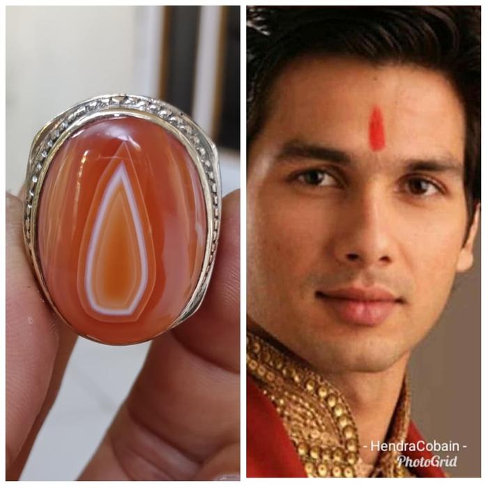 Natural Batu Cincin Gambar Tilak / Bindi India