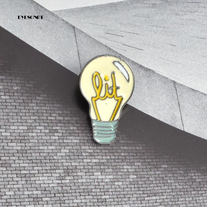 Bros Pin Enamel Bentuk Bohlam Lampu Kuning