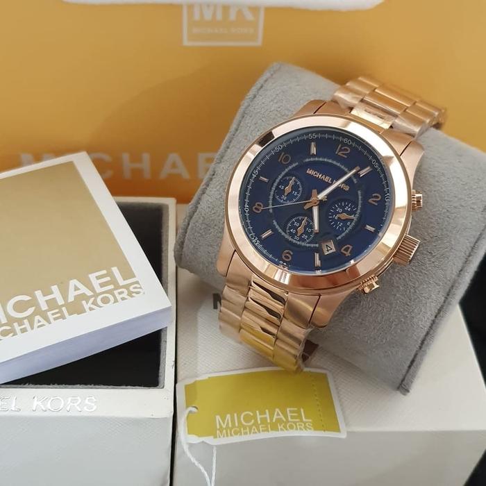 Jam Pria Merek Michaell---Kors MK 8077 Steel RoseGold Original 3.7cm