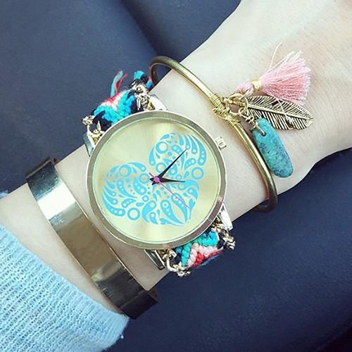 Jam Tangan Wanita Dial Tone Emas Tali Gelang Anyaman