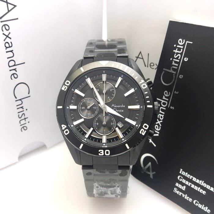 Jam Tangan Pria Alexandre Christie AC 6525MC Full Black ORIGINAL