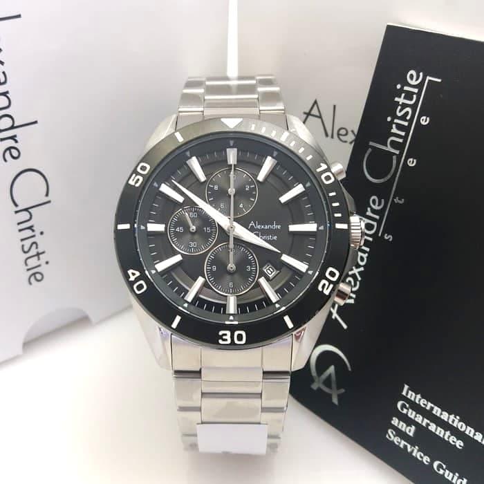 Jam Tangan Pria Alexandre Christie AC 6525 Original - Black Silver