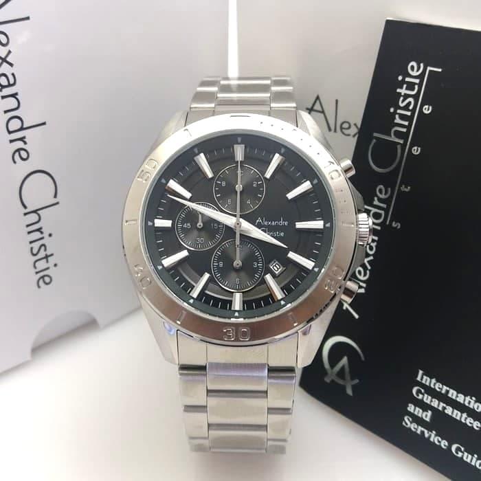 Jam Tangan Pria Alexandre Christie AC 6525 Original - Silver Black