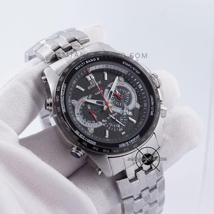 Jam Casio Edifice EQW-M710DB-1A1 EQW710 Silver Black Waveceptor ORI BM