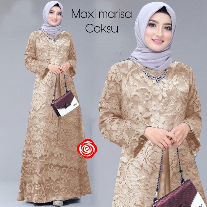 gamis marisa brukat coksu maxi dres baju muslim terbaru