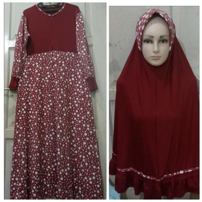 Gamis Jumbo Polka Marun Busui Ok.