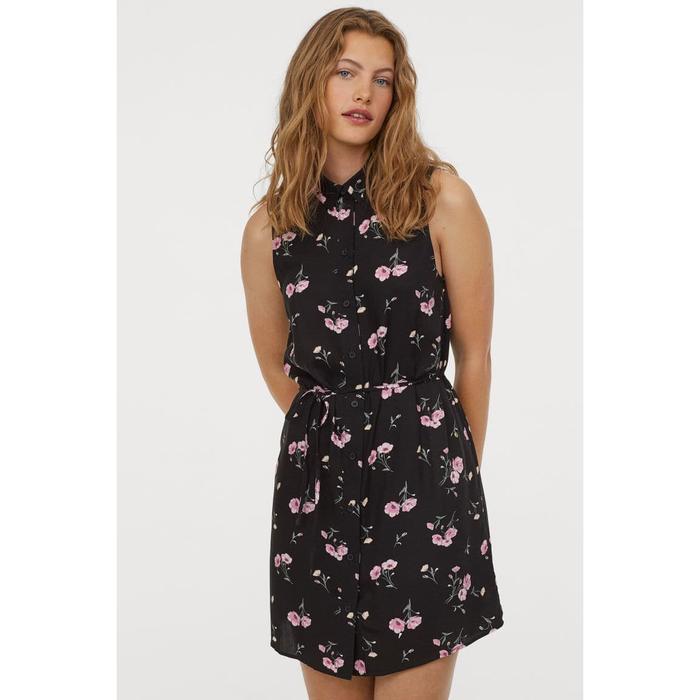 HM Shirtdress Black Floral Dress