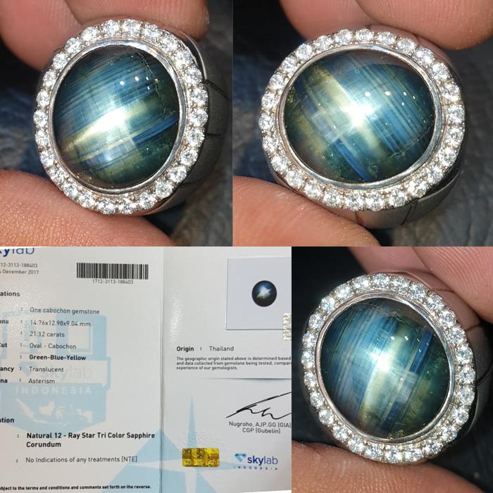 Batu Bangsing Kresnadana Tricolor Fancy 12 Star Sapphire 21.12 crt