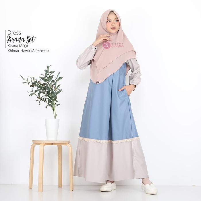 ZIZARA KIRANA Dress A03 XL LD110 GAMIS toyobo + renda / KHIMAR HAWA L