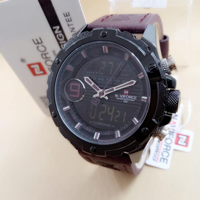 Jam tangan Naviforce 9146 Black Kulit Pria