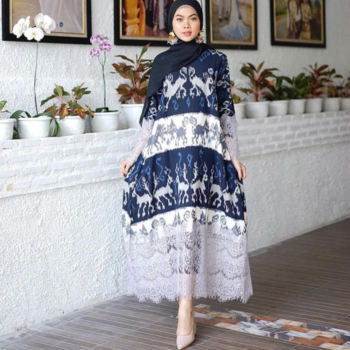 gamis brokat tenun ikat troso blangket / tenun jepara (084)