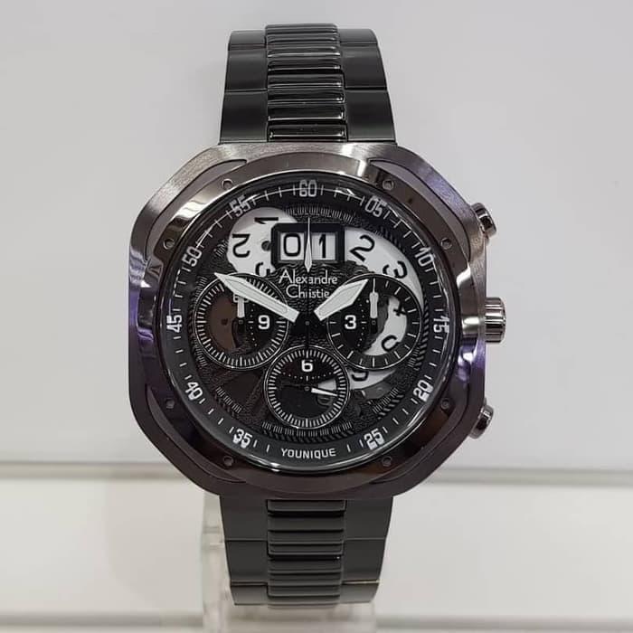 Jam Tangan Pria Original Alexandre Christie AC6468 Grey Black