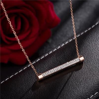 Kalung Titanium Tabung Rose Gold 18K / Kalung Tabung Titanium Korea