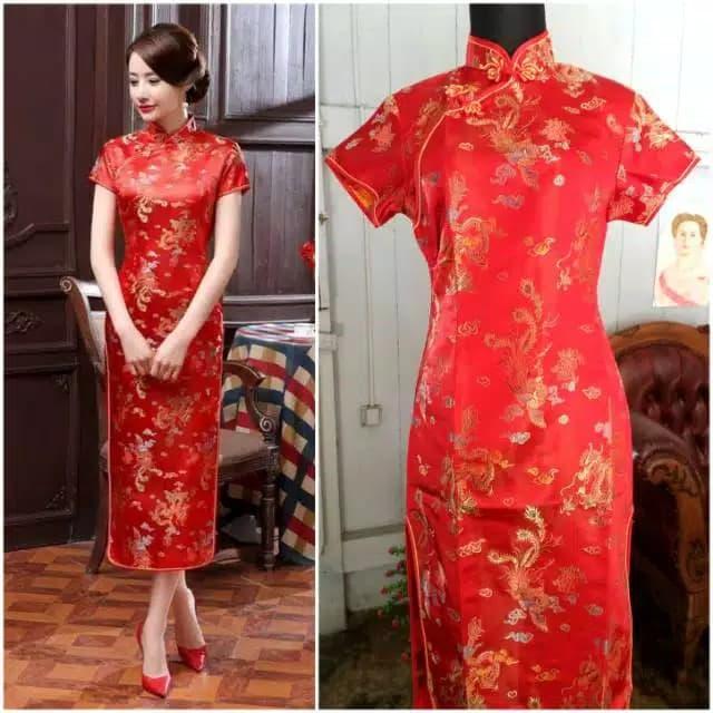 Ferline Cheongsam Elegant Dress Chinese Lunar Imlek Baju Wanita MRW