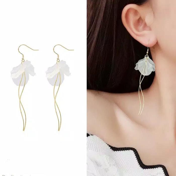 Anting Korea Anting Panjang Gantung Bunga Anting Import Fashion