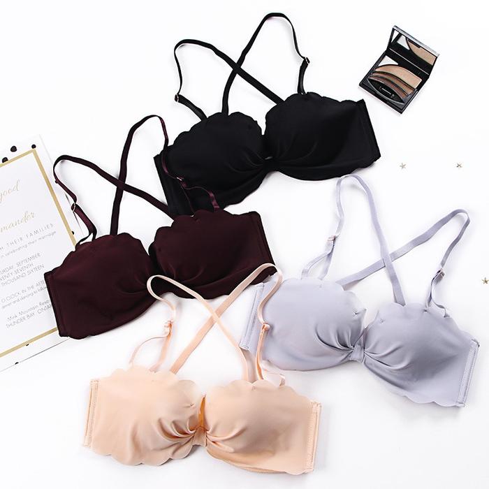 Size 32-38B 32-38C Bra Wanita Tanpa Kawat Tepi Push Up Tepi