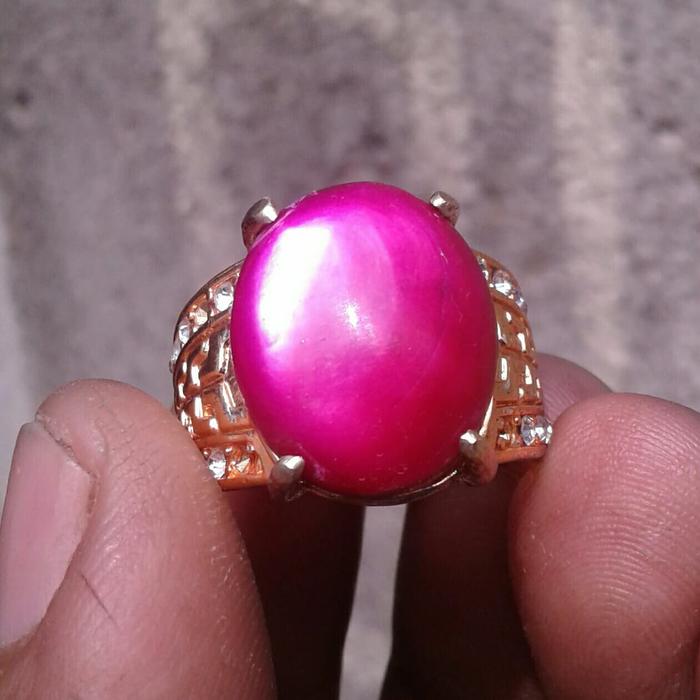 Asli Batu Akik Rubi Laut Fosil Kerang Abalone Shell 1,8cm Ring.8