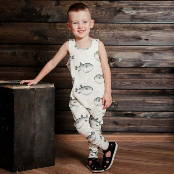 Kids Puffer Fish Pattern Double-breasted Vest Piece