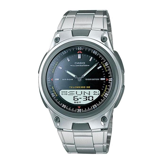 JAM TANGAN PRIA CASIO ORIGINAL ANALOG DIGITAL SILVER STAINLESS AW-80D-1A CASIO AW 80D 1A CASIO AW80
