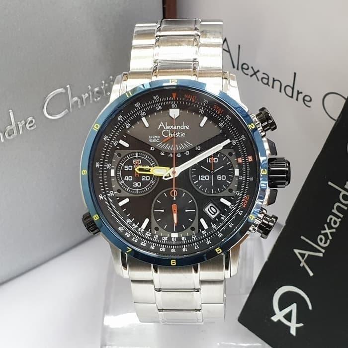Jam Tangan Pria Original Alexandre Christie AC6394MC Silver Blue