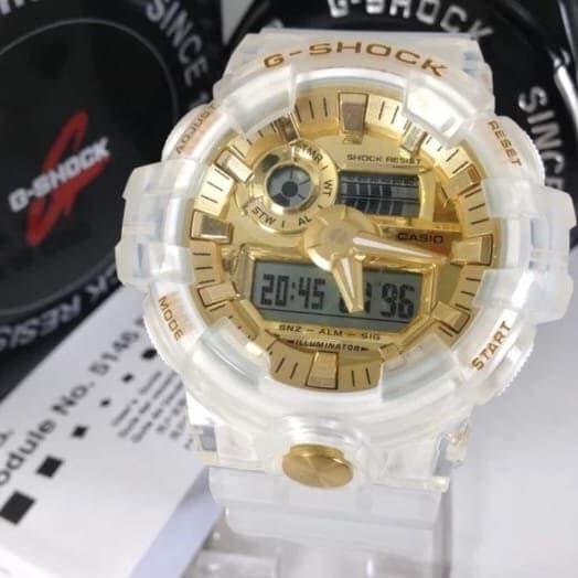 Jam Tangan Pria Merek GShock GA700 Transparan Gold Ori BM Fullset