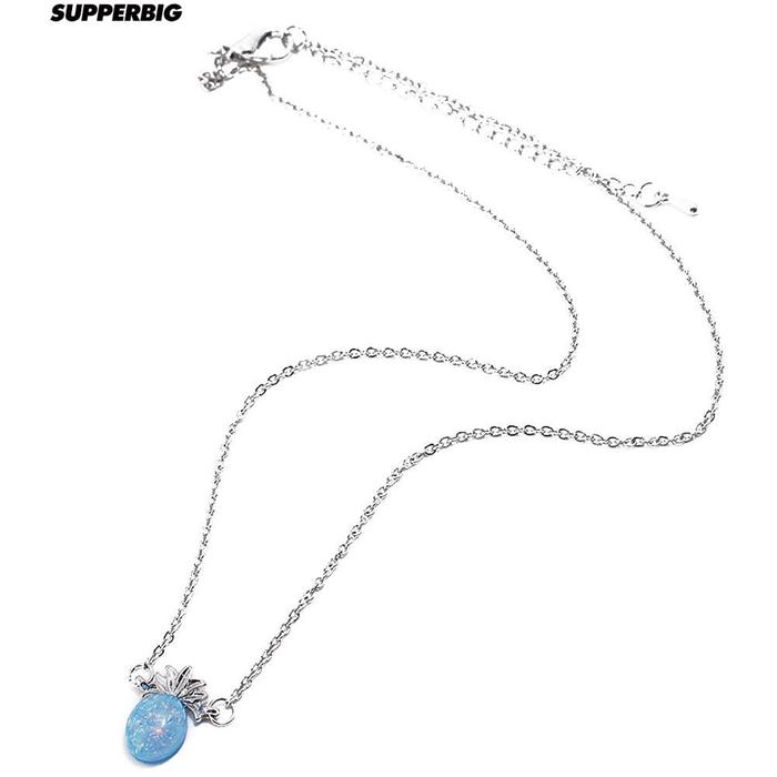 Kalung Rantai Panjang Liontin Nanas Hias Batu Opal Imitasi