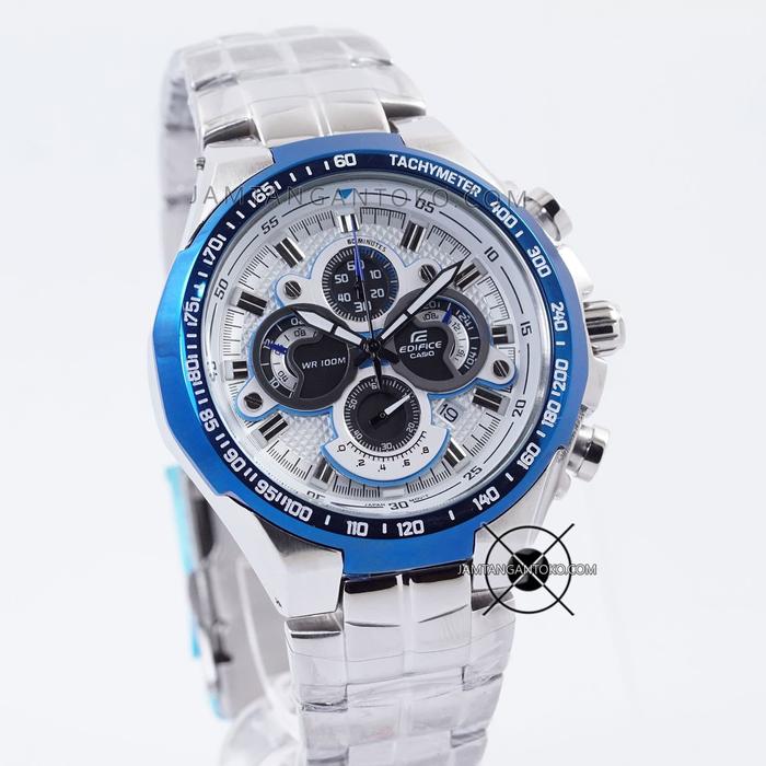 Jam Tangan Pria Edifice EF-554D-7AV Silver Blue EF554 EF-554 Ori BM