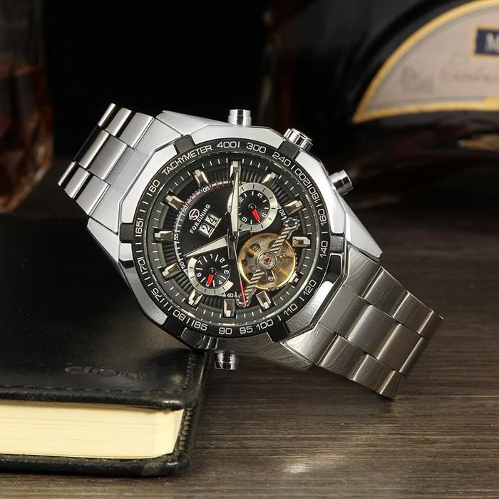 Jam Tangan Mekanik Otomatis Pria Bahan Stainless