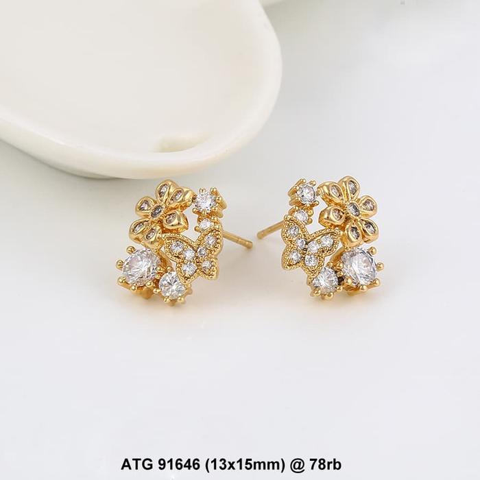 anting kupu bunga emas gold 91646 xuping kerabu giwang earrings